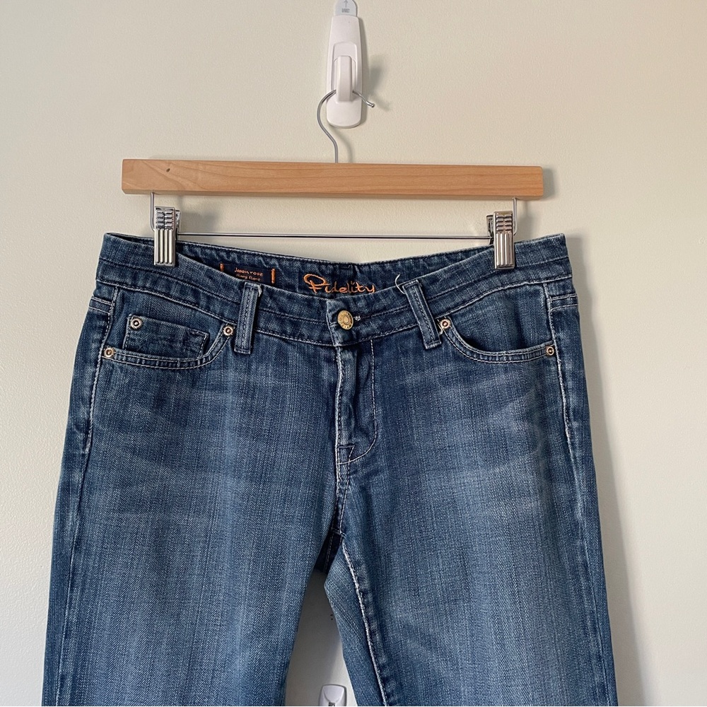 Anthropologie FIDELITY DENIM Japan Rose Skinny Flare Blue Water Sapphire Jean - Picture 3 of 13